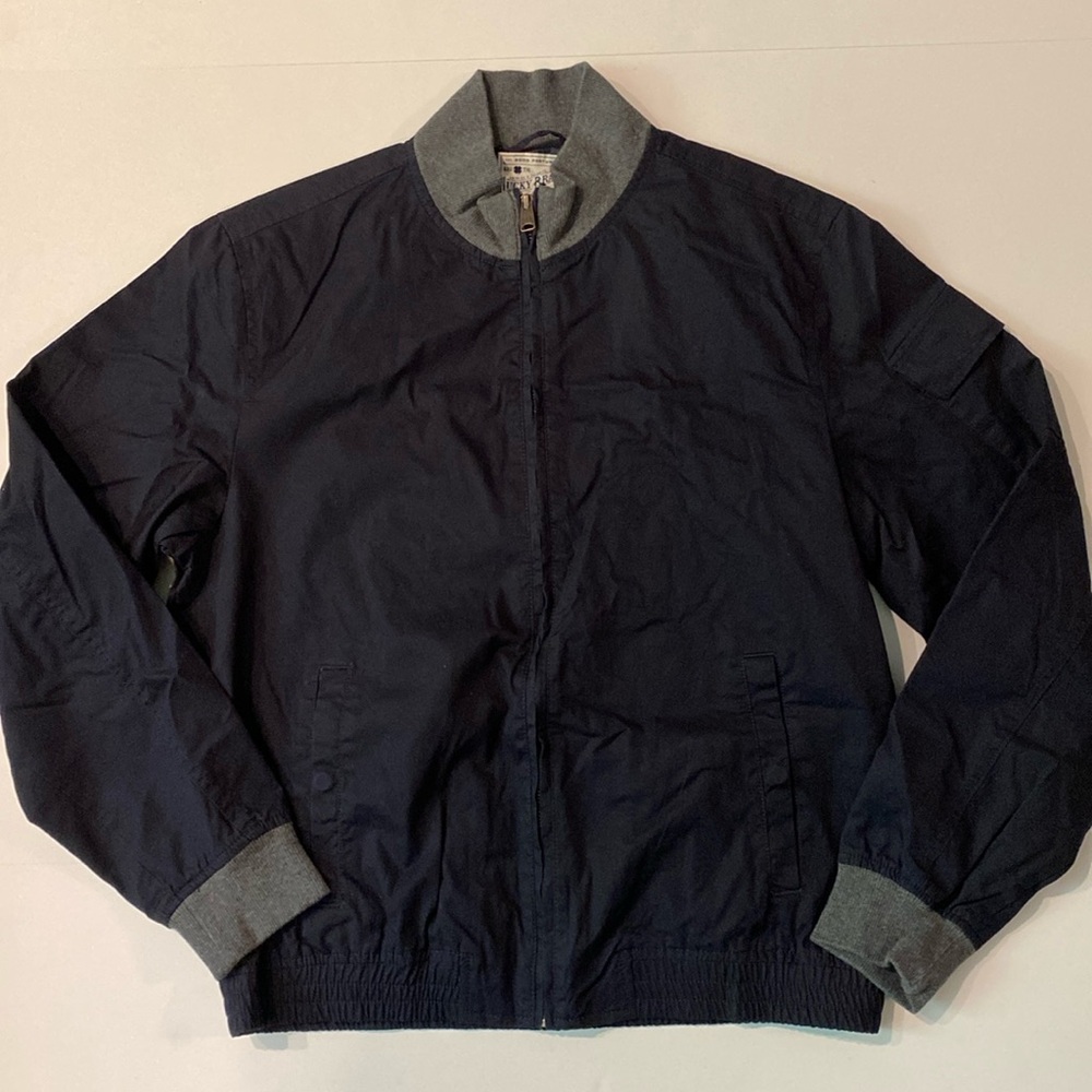 Lucky Brand Medium Mens Navy/Gray Lightweight Bomber Jacket New Coat